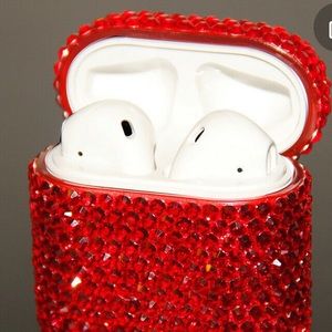 Red Swarovski Crystal earbud case